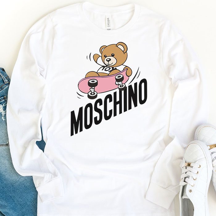 Moschino-Skater-Teddy-Bear-Kid-Tee-Unisex-Longsleeve-Shirt-LTB0899-1