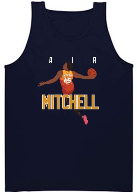 Navy-Utah-Jazz-Donovan-Mitchell-Air-Pic-New-Unisex-Tank-Top Navy Utah Jazz Donovan Mitchell "Air Pic New" Unisex Tank Top