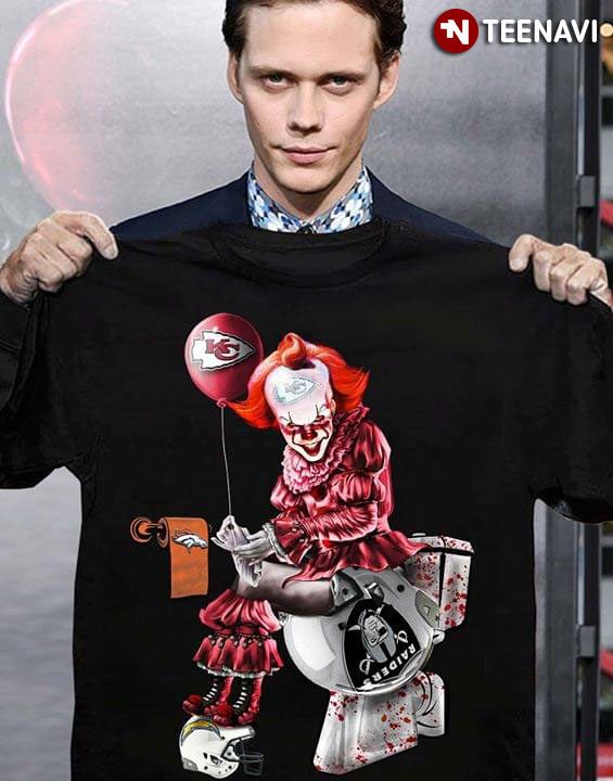 Pennywise-Kansas-City-Chiefs-Oakland-Raiders-Denver-Broncos-Los-Angeles-Chargeers-Toilet-Unisex-T-Shirt-Kid-T-Shirt-LTS1299 Pennywise Kansas City Chiefs Oakland Raiders Denver Broncos Los Angeles Chargeers Toilet Unisex T-Shirt Kid T-Shirt LTS1299
