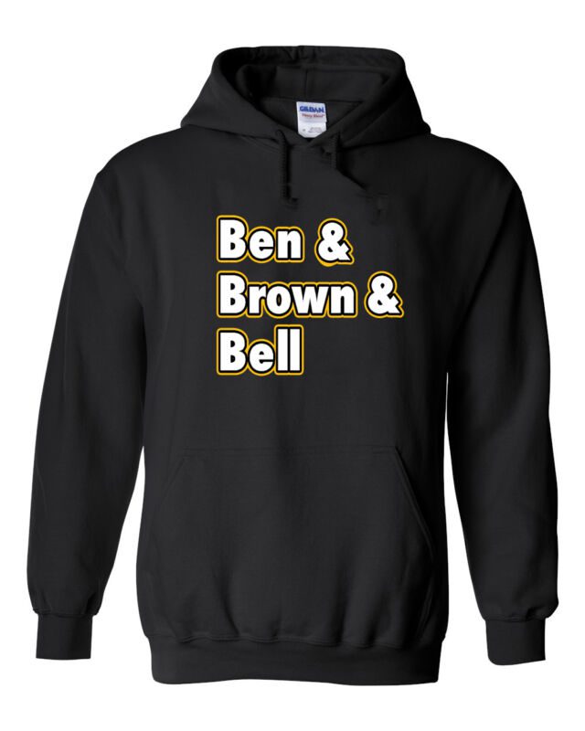 Pittsburgh-Steelers-The-Big-Three-Ben-Brown-Bell-Hooded-Sweatshirt-Unisex-Hoodie Pittsburgh Steelers The Big Three "Ben