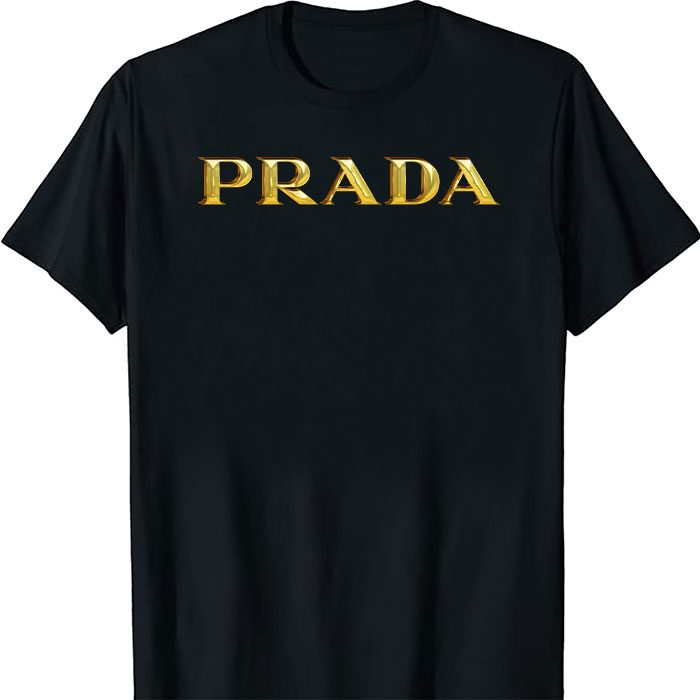Prada-Gold-Logo-Luxury-Unisex-T-Shirt-TTB1491 Prada Gold Logo Luxury Unisex T-Shirt TTB1623