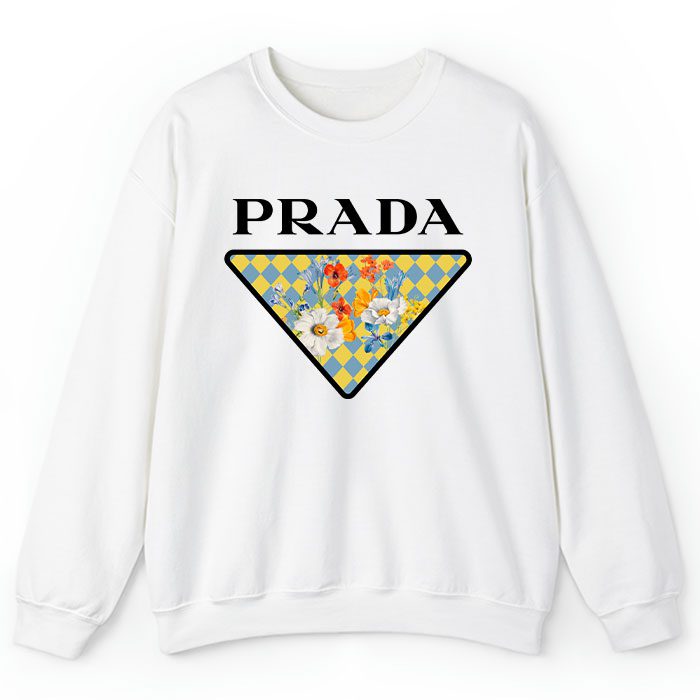 Prada-Logo-Luxury-Flower-Crewneck-Sweatshirt-CSTB0653 Prada Logo Luxury Flower Crewneck Sweatshirt CSTB0653