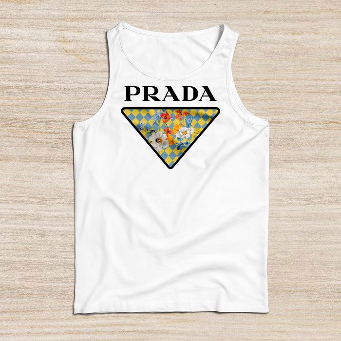 Prada-Logo-Luxury-Flower-Unisex-Tank-Top-TTTB589 Prada Logo Luxury Flower Unisex Tank Top TTTB0730