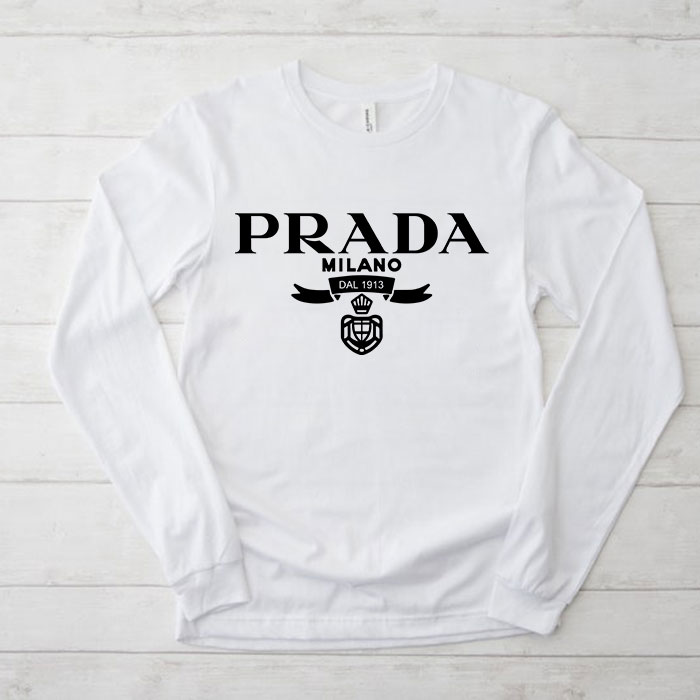 Prada-Logo-Luxury-Kid-Tee-Unisex-Longsleeve-Shirt-LTB0586 Prada Logo Luxury Kid Tee Unisex Longsleeve Shirt LTB0586