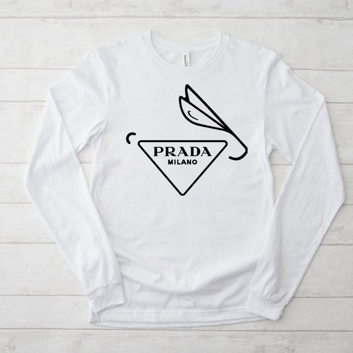 Prada-Logo-Luxury-Kid-Tee-Unisex-Longsleeve-Shirt-LTB0590 Prada Logo Luxury Kid Tee Unisex Longsleeve Shirt LTB0590
