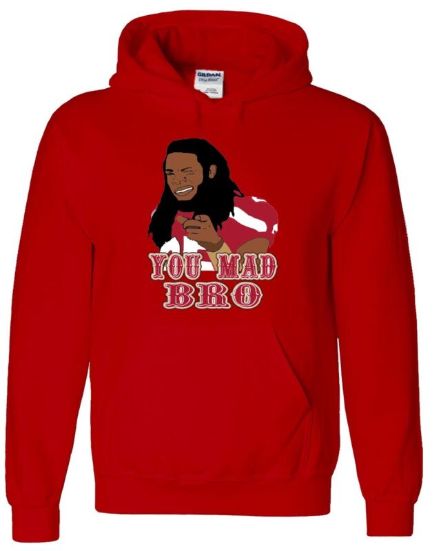 Richard-Sherman-San-Francisco-49Ers-You-Mad-Bro-Hoodie-Hooded-Sweatshirt Richard Sherman San Francisco 49Ers "You Mad Bro" Hoodie Hooded Sweatshirt