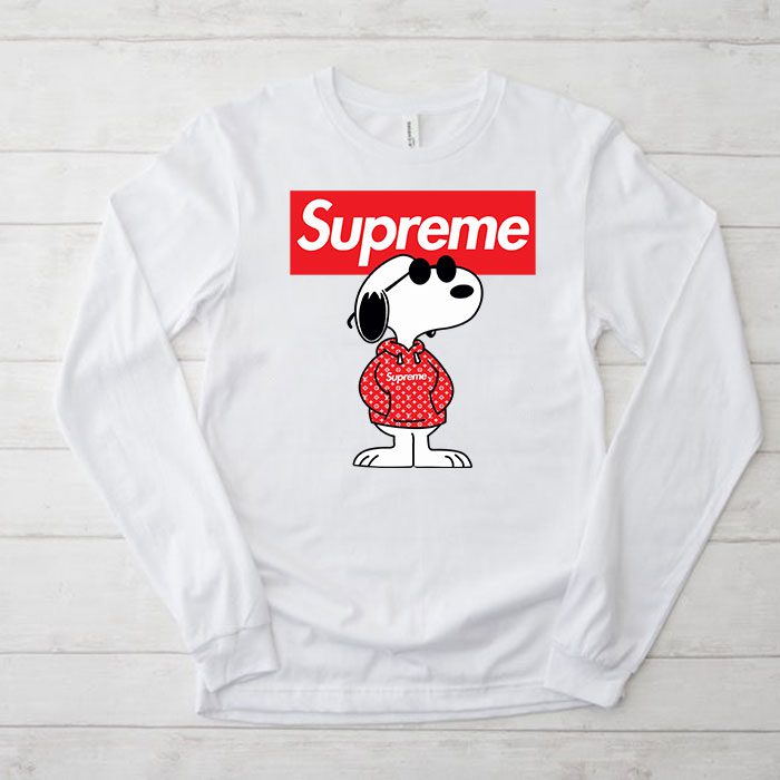 Supreme-x-Louis-Vuitton-Snoppy-Kid-Tee-Unisex-Longsleeve-Shirt-LTB0940 Supreme x Louis Vuitton Snoppy Kid Tee Unisex Longsleeve Shirt LTB0940