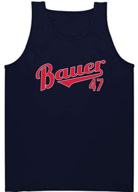 Trevor-Bauer-Cleveland-Indians-Bauer-Logo-Unisex-Tank-Top Trevor Bauer Cleveland Indians "Bauer Logo" Unisex Tank Top