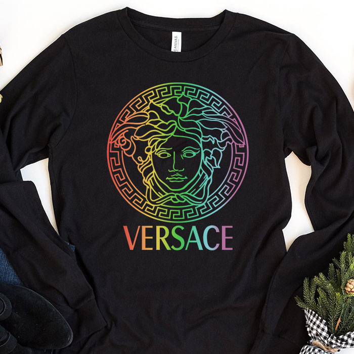 Versace-Medusa-Luxury-Logo-Kid-Tee-Unisex-Longsleeve-Shirt-LTB0635 Versace Medusa Luxury Logo Kid Tee Unisex Longsleeve Shirt LTB0635
