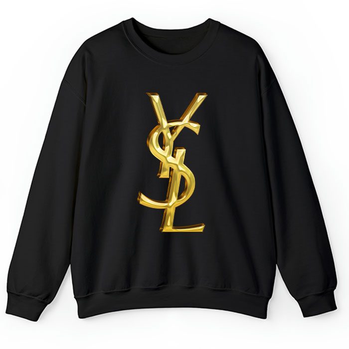Yves-Saint-Laurent-Gold-Logo-Luxury-Crewneck-Sweatshirt-CSTB0690 Yves Saint Laurent Gold Logo Luxury Crewneck Sweatshirt CSTB0690