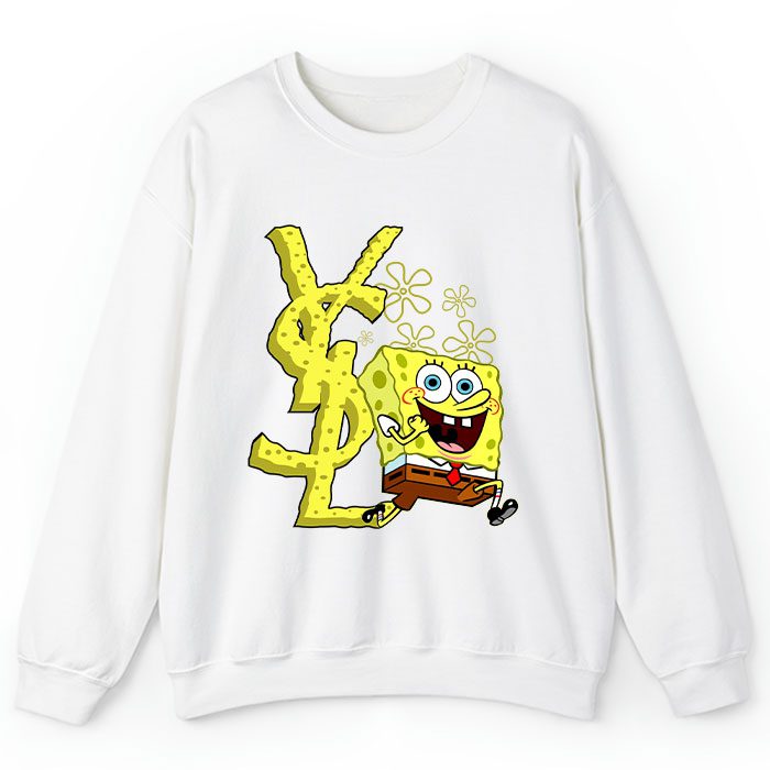 Yves-Saint-Laurent-Logo-Luxury-SpongeBob-Crewneck-Sweatshirt-CSTB0702 Yves Saint Laurent Logo Luxury SpongeBob Crewneck Sweatshirt CSTB0702