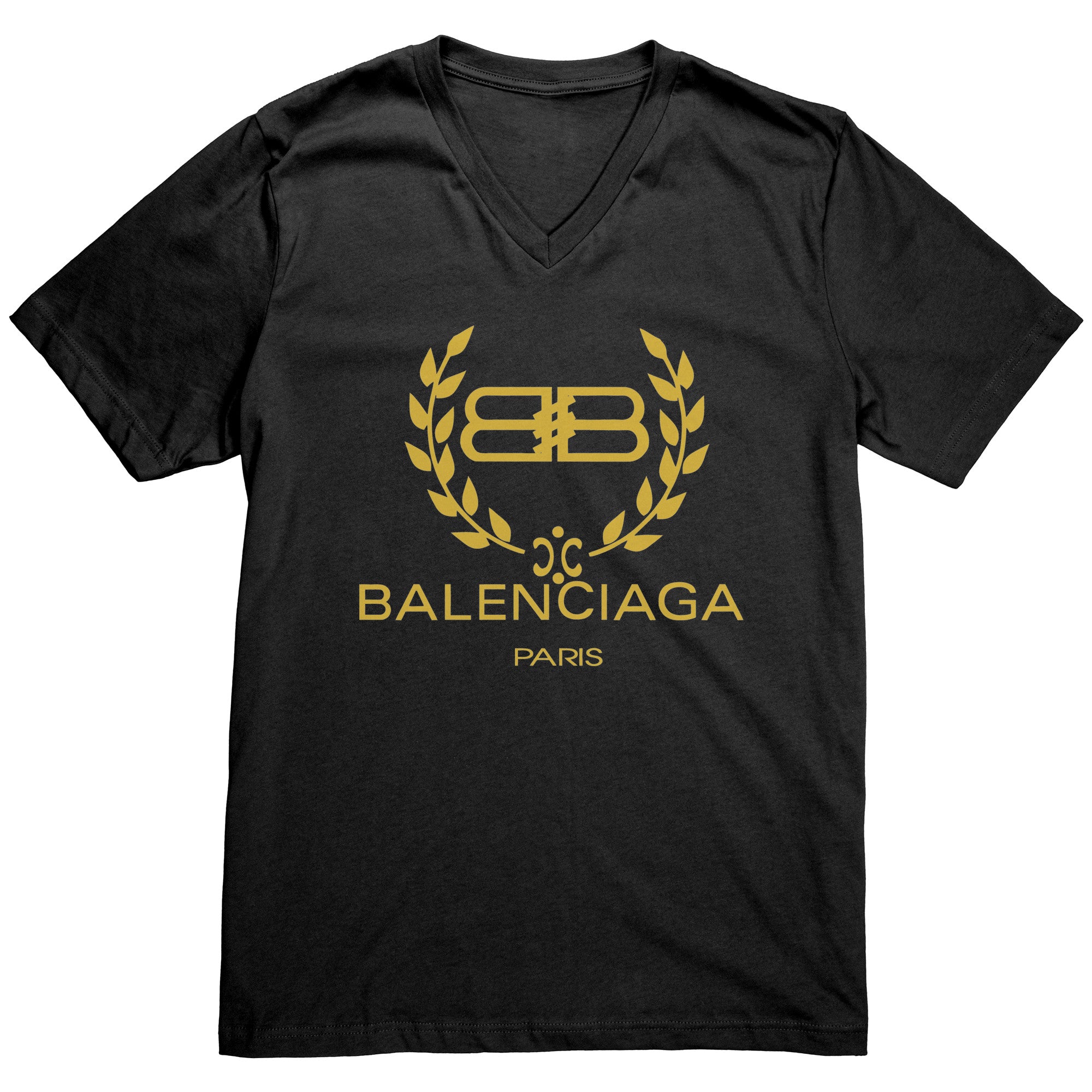 Balenciaga-Logo-Gold-Mens-V-Neck-Shirt Balenciaga Logo Gold Mens V-Neck Shirt