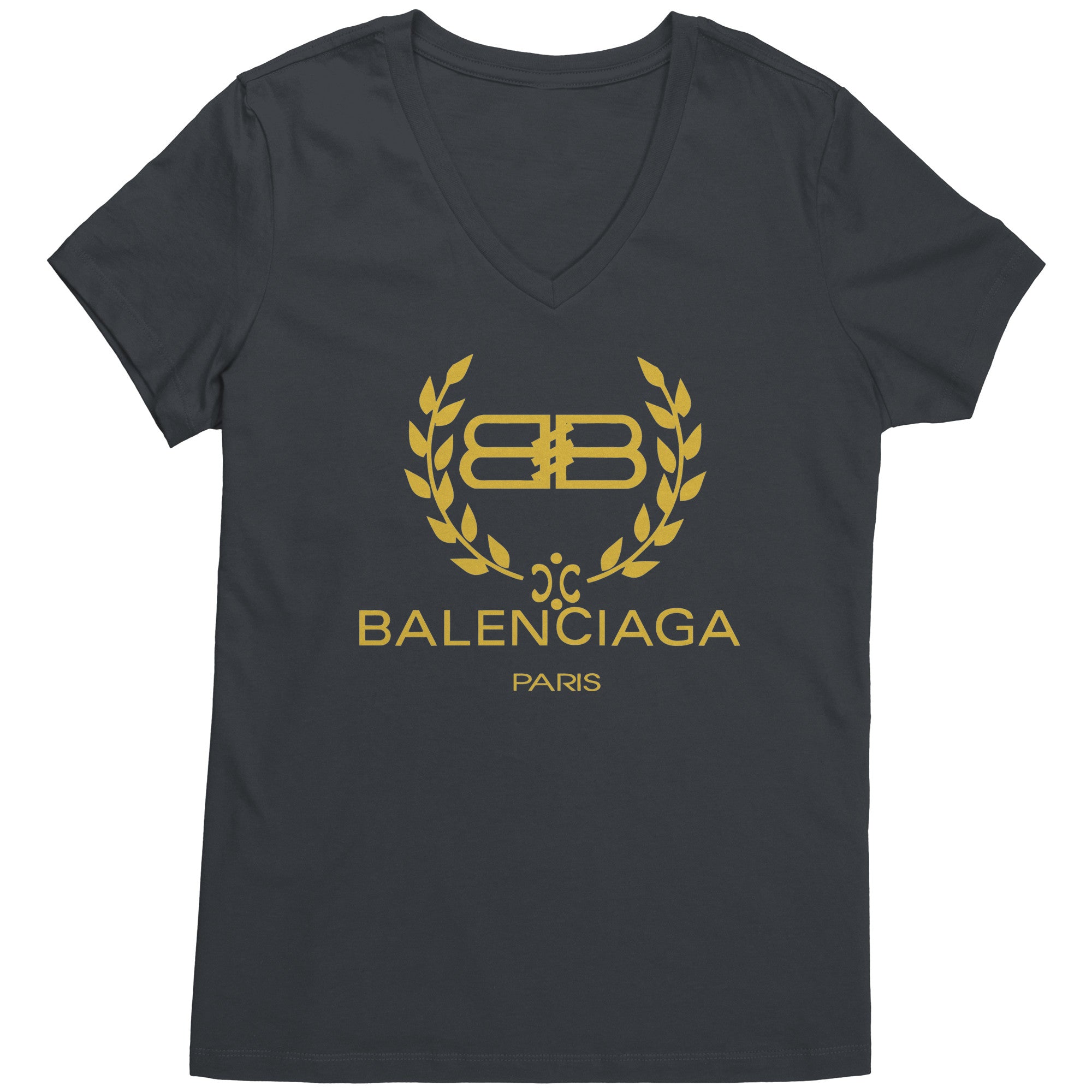 Balenciaga-Logo-Gold-Womens-V-Neck-Shirt-1