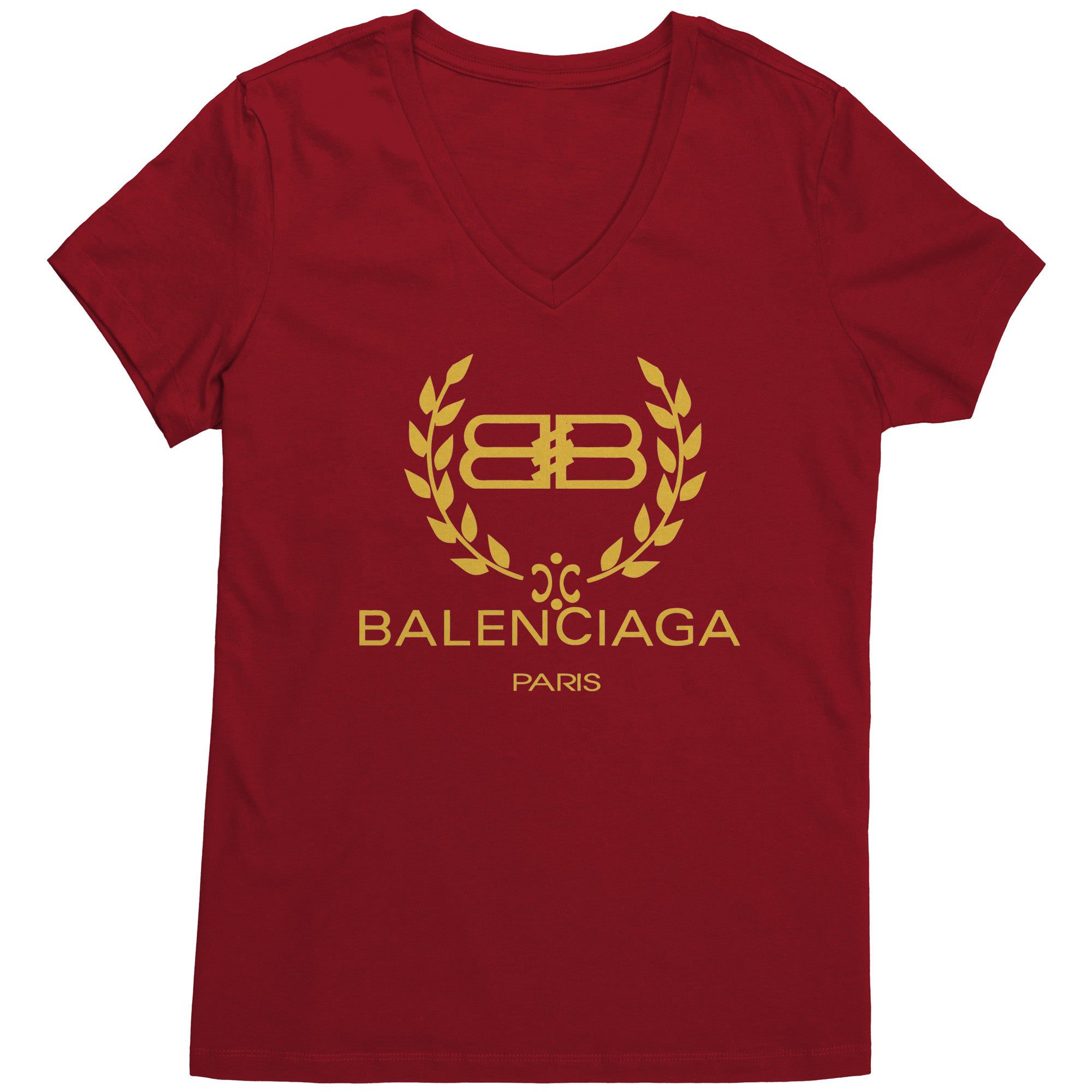 Balenciaga-Logo-Gold-Womens-V-Neck-Shirt-2