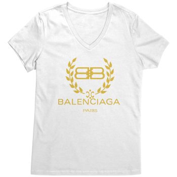 Balenciaga Logo Gold Womens V-Neck Shirt