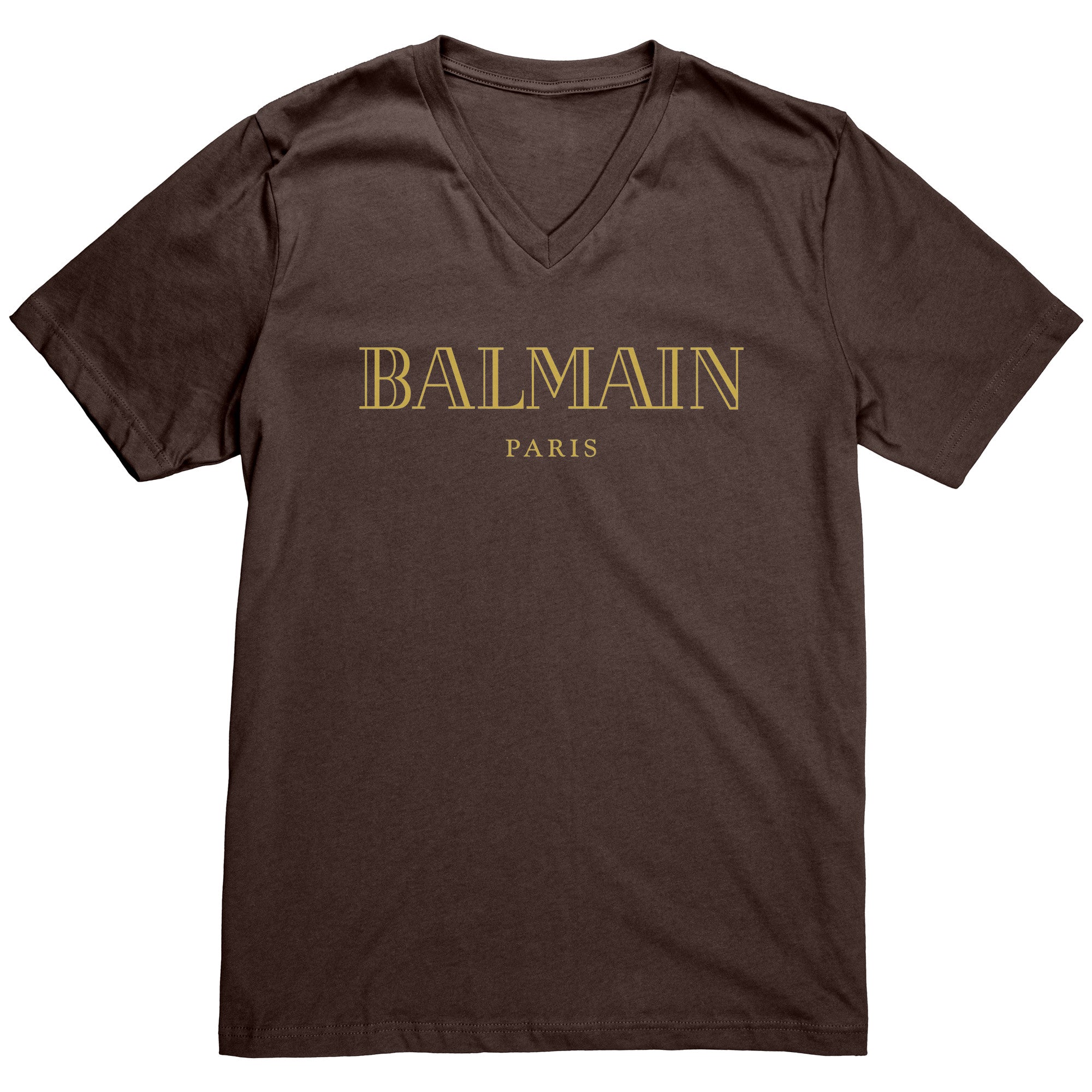 Balmain-Gold-Logo-Mens-V-Neck-Shirt-1