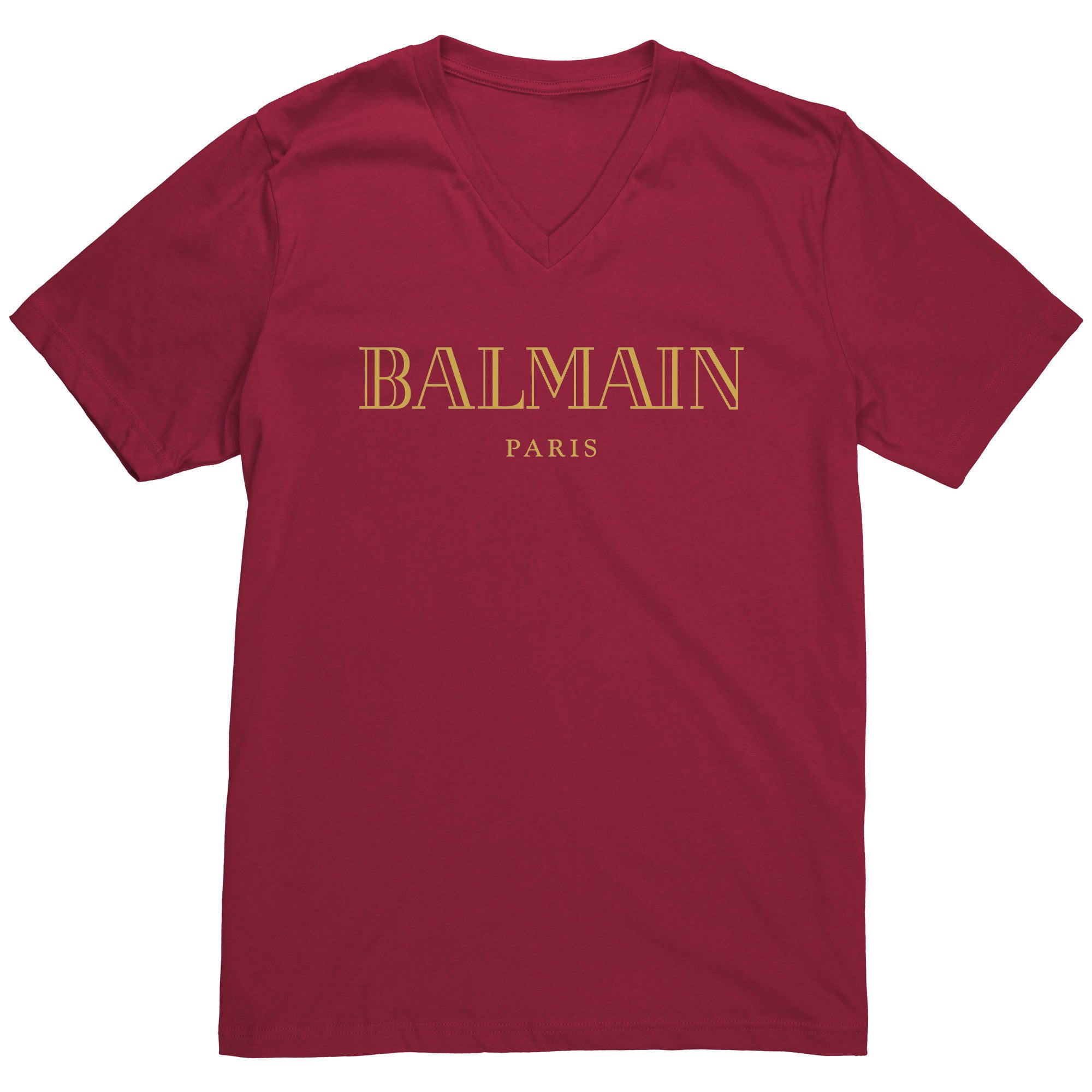 Balmain-Gold-Logo-Mens-V-Neck-Shirt-2