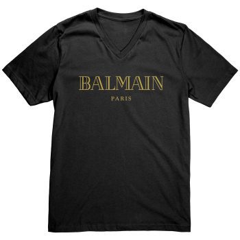 Balmain Gold Logo Mens V-Neck Shirt