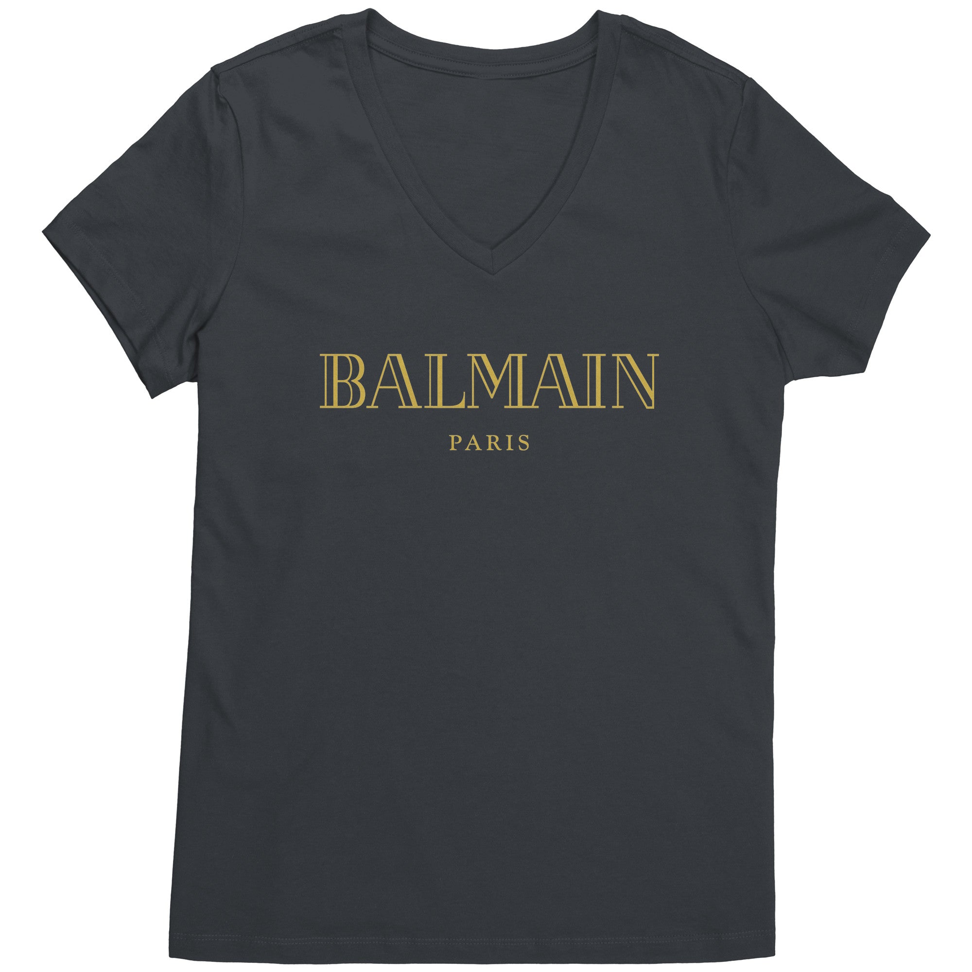 Balmain-Gold-Logo-Womens-V-Neck-Shirt-1