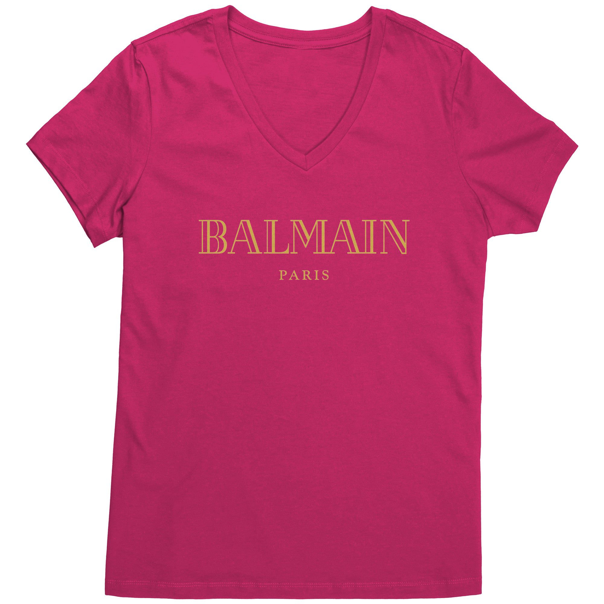 Balmain-Gold-Logo-Womens-V-Neck-Shirt-3