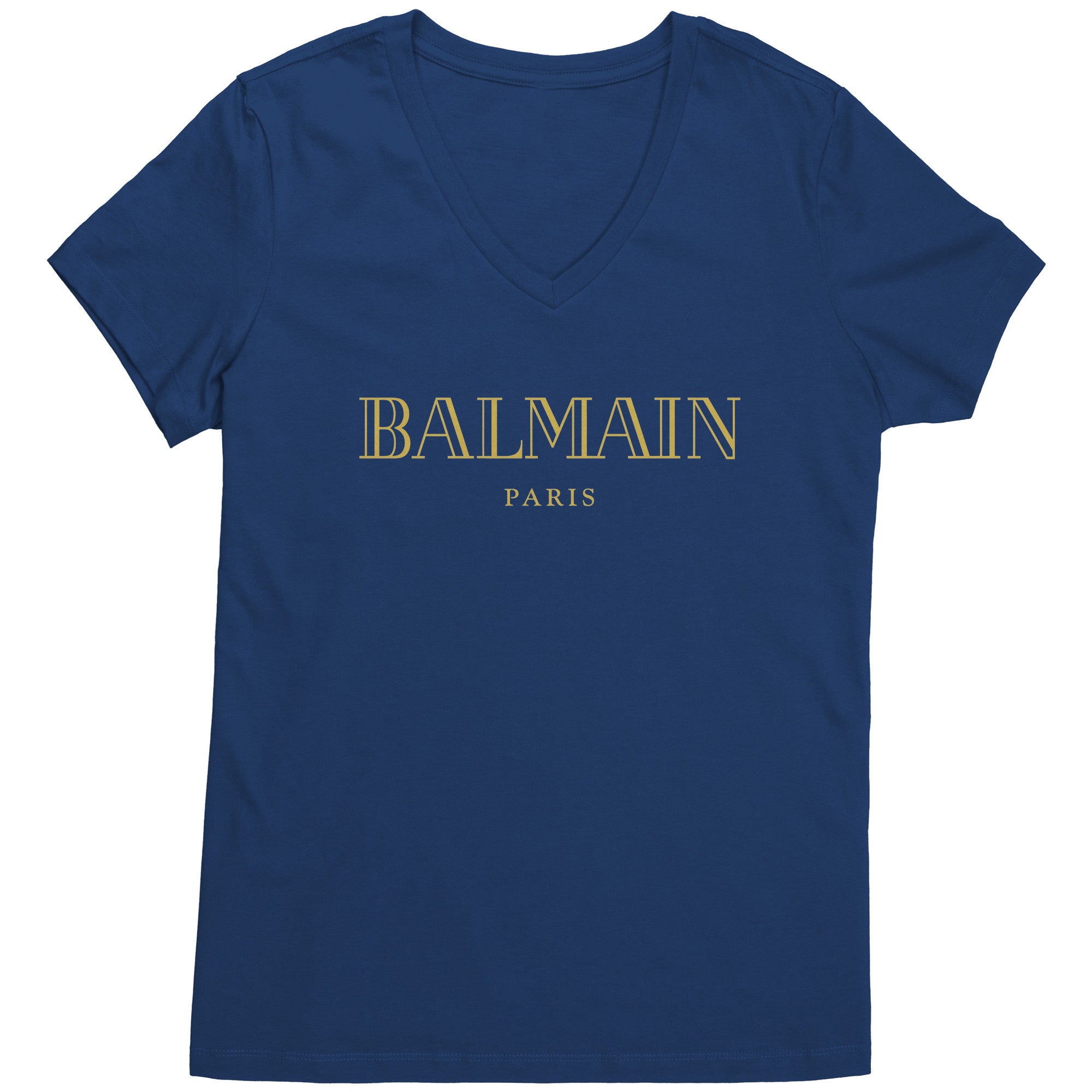 Balmain-Gold-Logo-Womens-V-Neck-Shirt-4