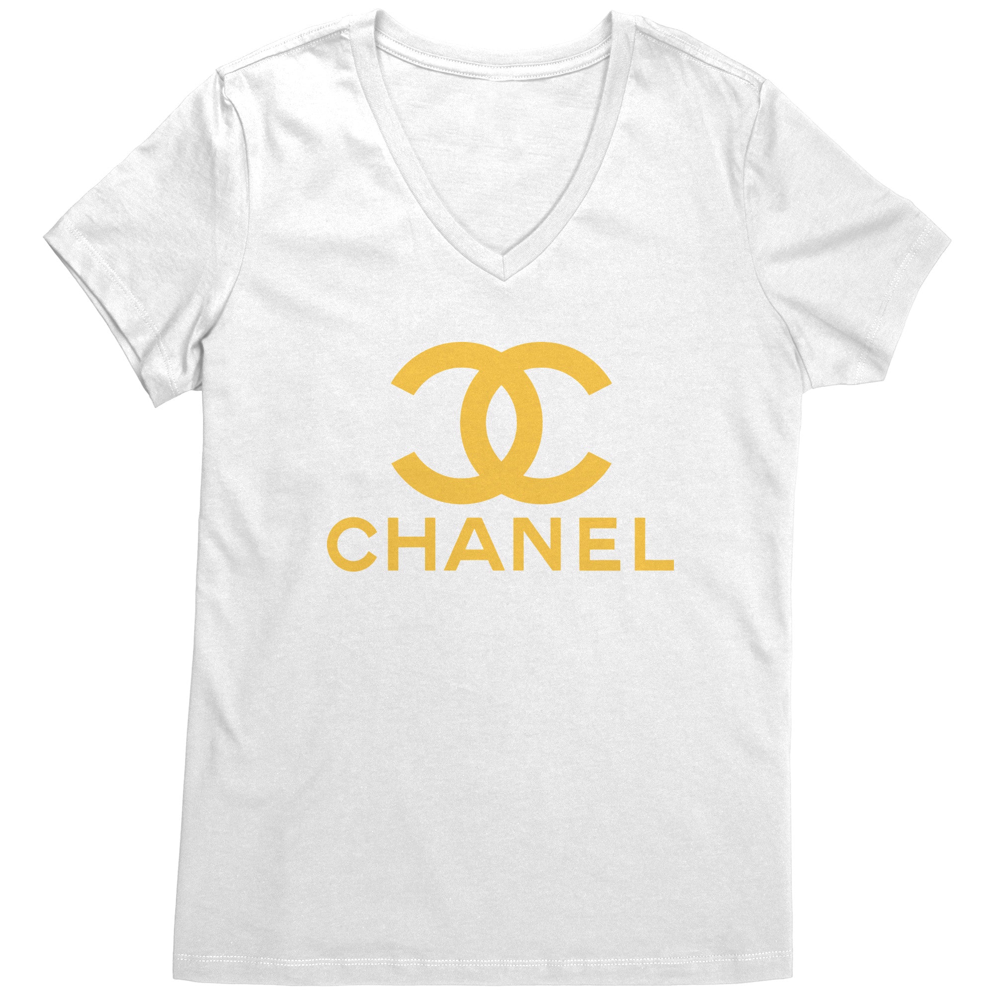 CoCo-Chanel-Logo-Womens-V-Neck-Shirt CoCo Chanel Logo Womens V-Neck Shirt