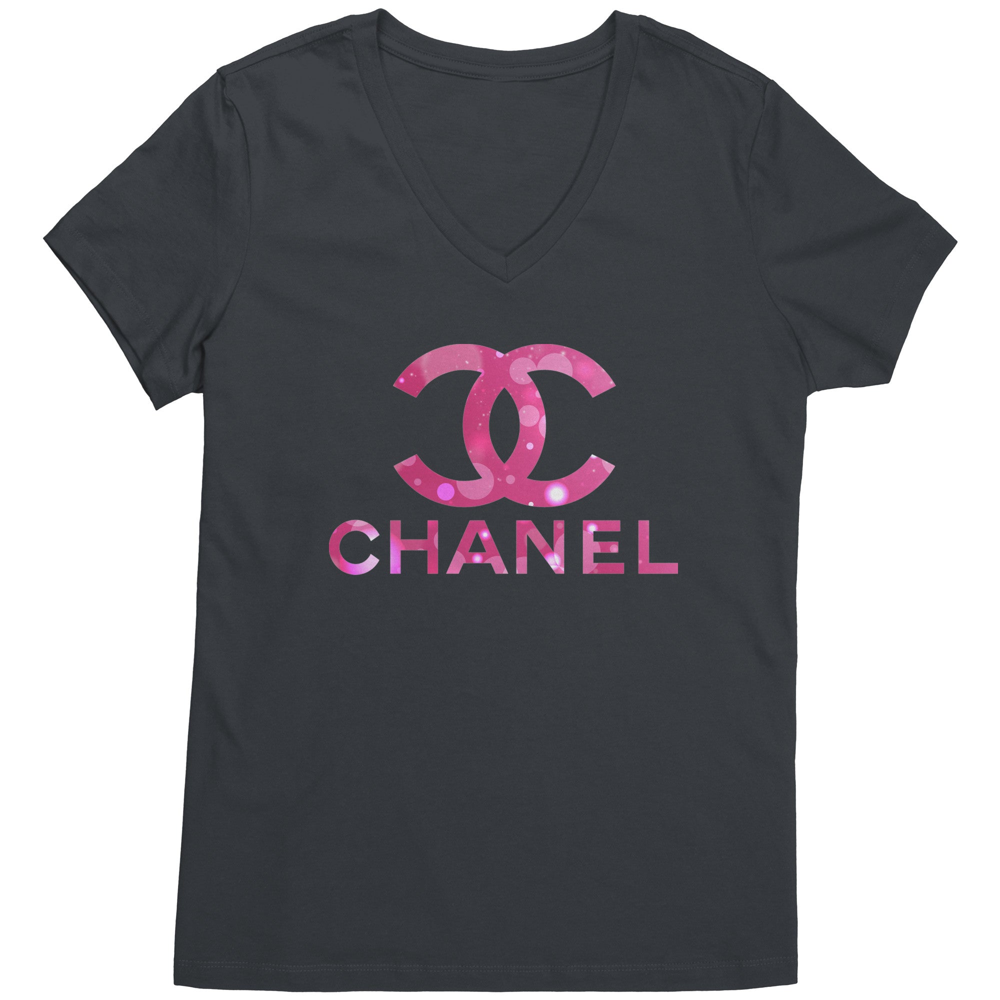 Coco-Chanel-Logo-Pink-Womens-V-Neck-Shirt-1
