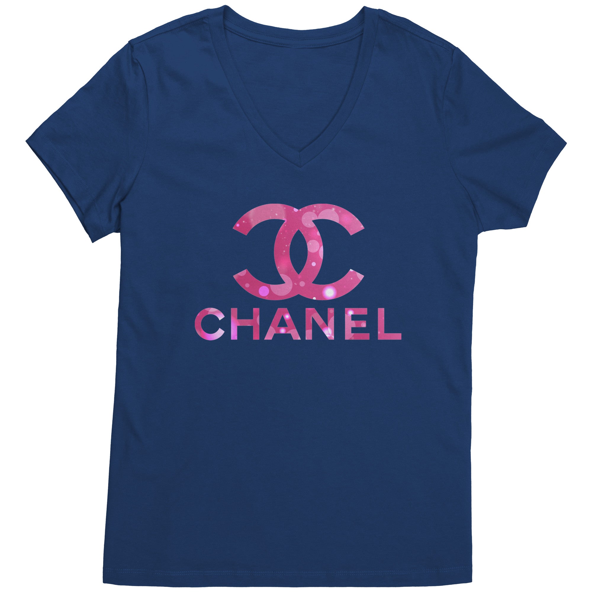 Coco-Chanel-Logo-Pink-Womens-V-Neck-Shirt-2