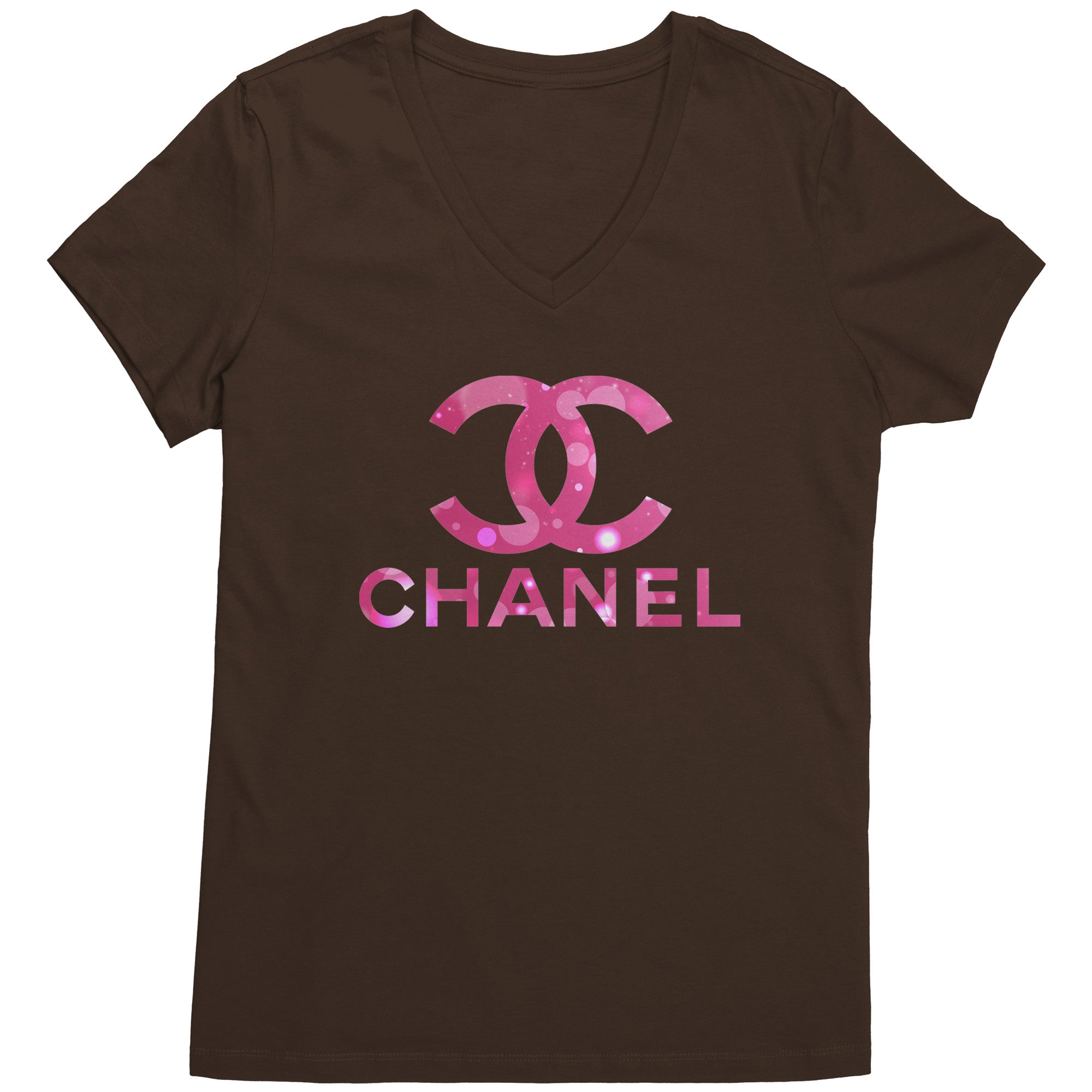 Coco-Chanel-Logo-Pink-Womens-V-Neck-Shirt-3