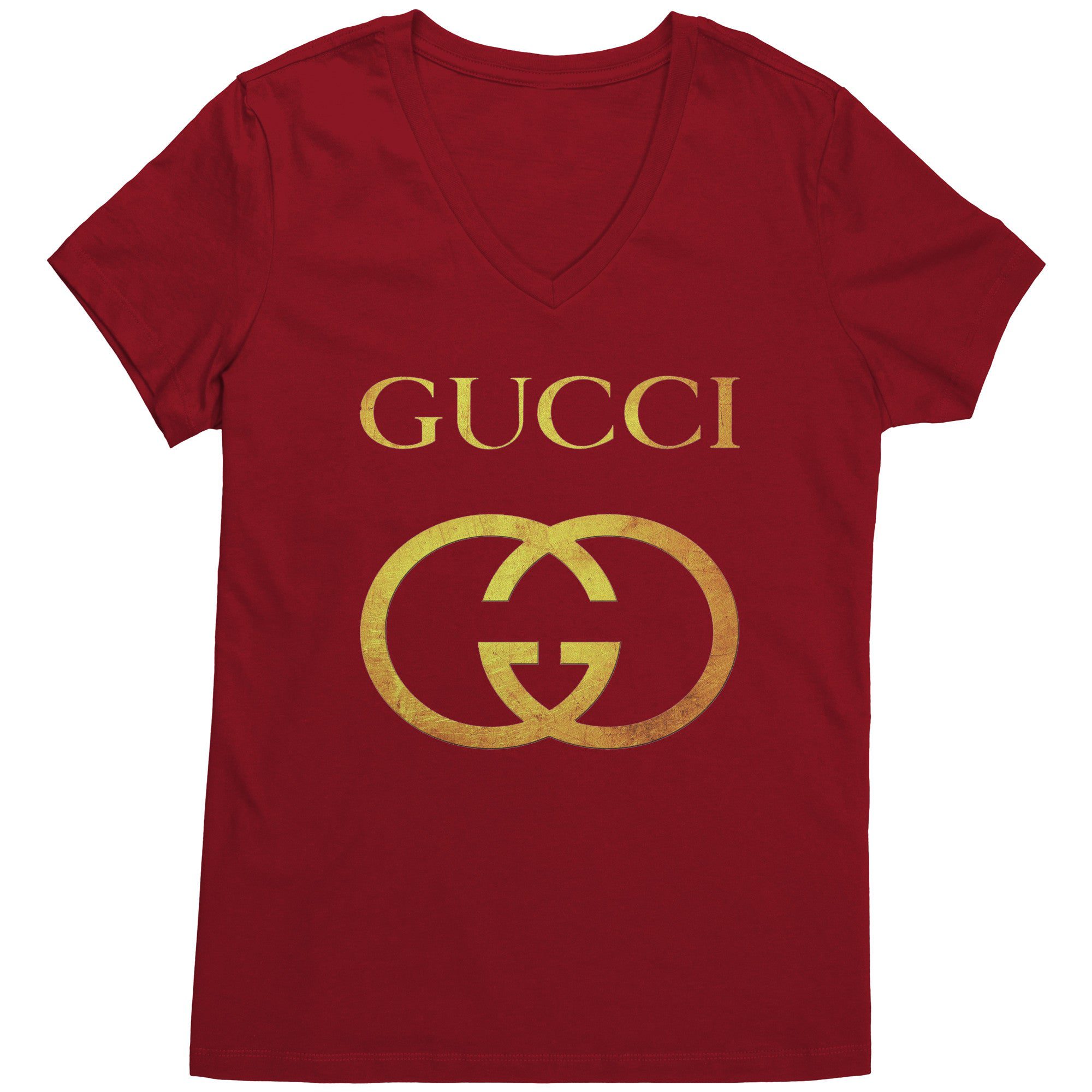 Gucci-Gold-Logo-Womens-V-Neck-Shirt-2