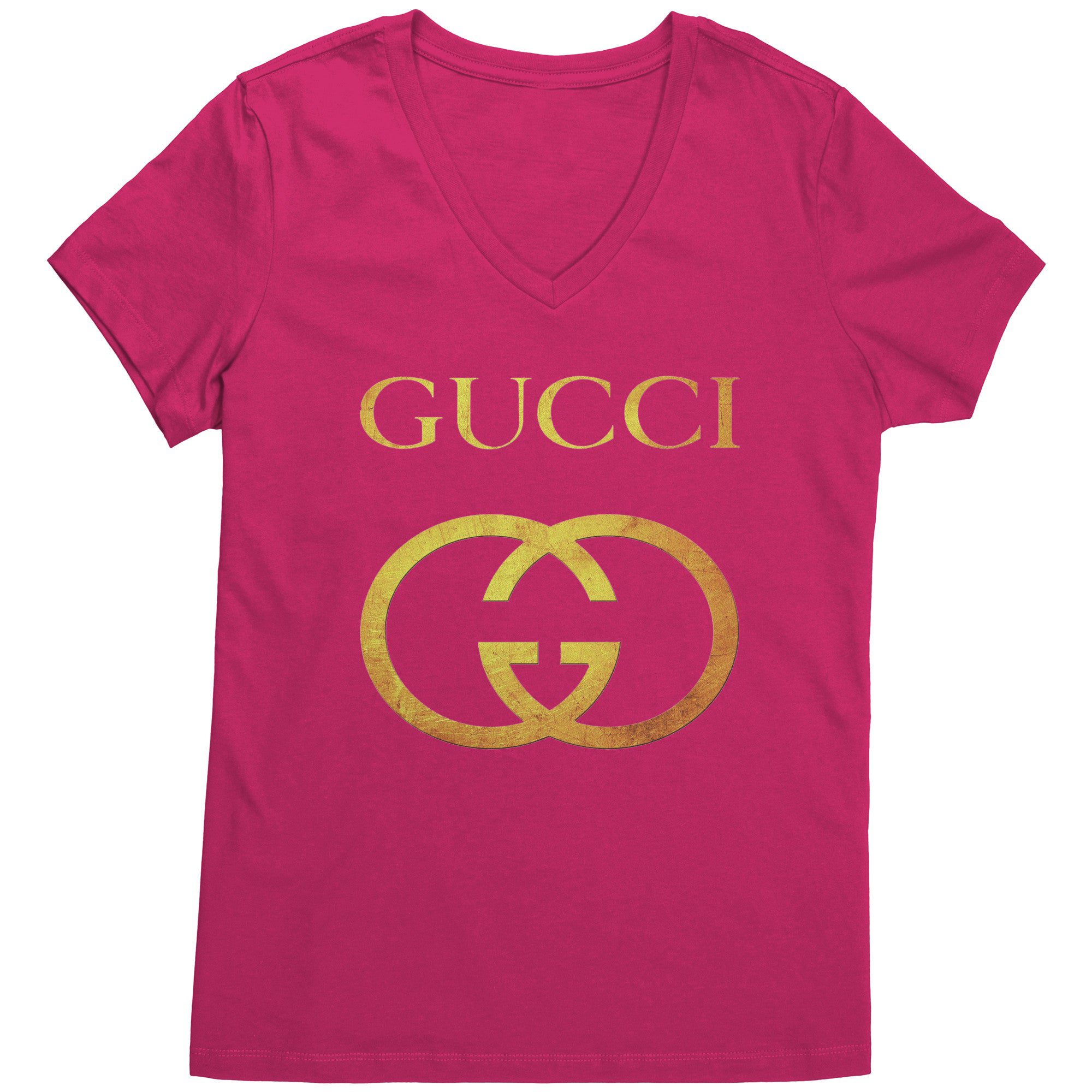 Gucci-Gold-Logo-Womens-V-Neck-Shirt-3