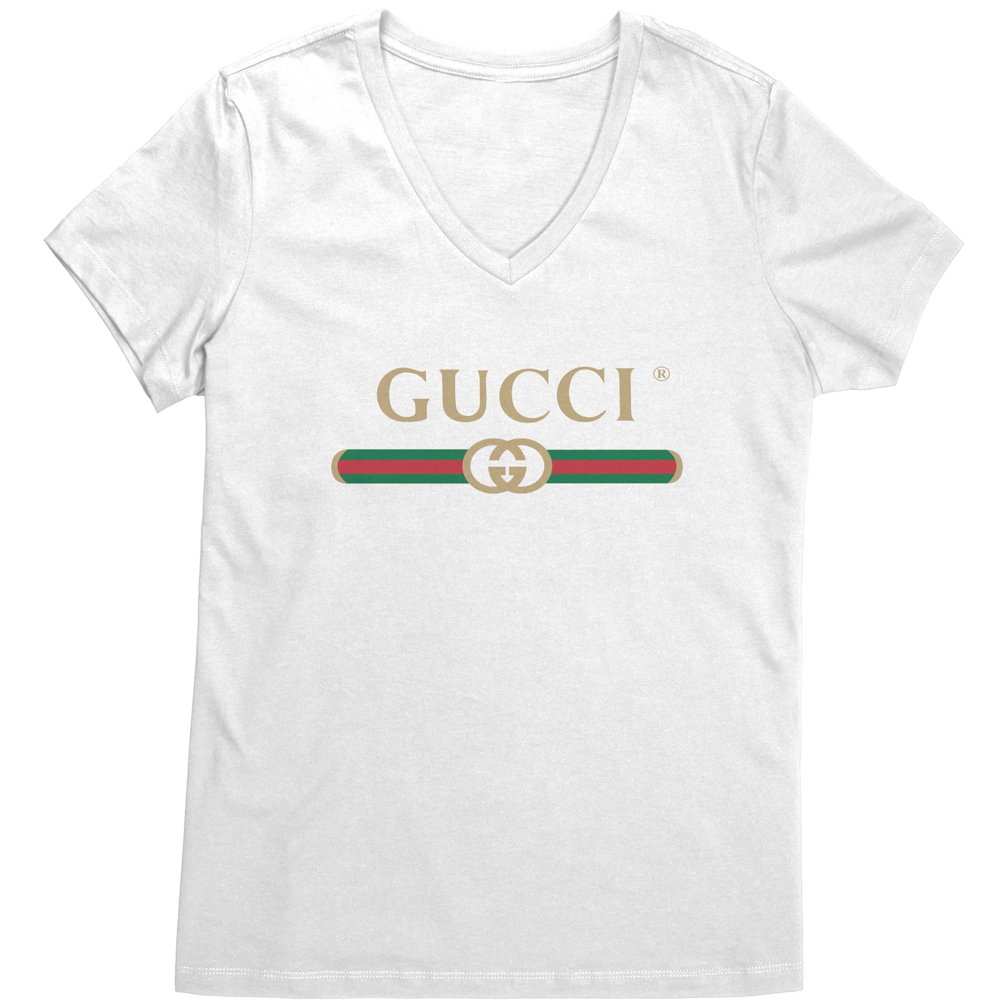 Gucci-Logo-2024-Womens-V-Neck-Shirt Gucci Logo 2024 Womens V-Neck Shirt