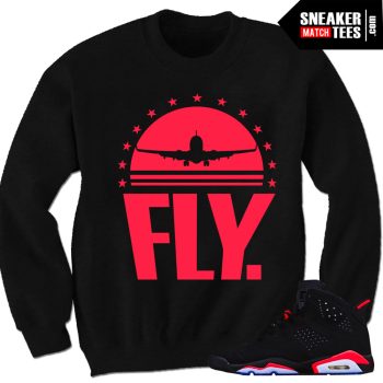 Infrared 6S Matching Crewneck Sweatshirt Fly Crewneck Sweatshirt Black