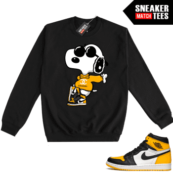 Jordan 1 Taxi Sneaker Match Crewneck Sweatshirt Black Fly Snoopy