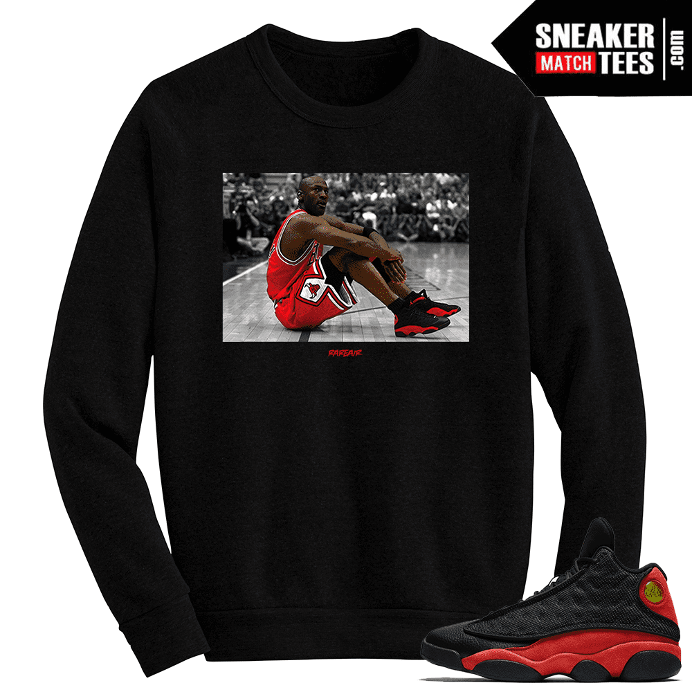 Jordan-13-Bred-Mj-In-The-13S-Black-Crewneck-Sweater Jordan 13 Bred Mj In The 13S Black Crewneck Sweater