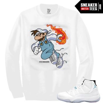 Legend Blue 11 S Fireball In White Crewneck Sweatshirt
