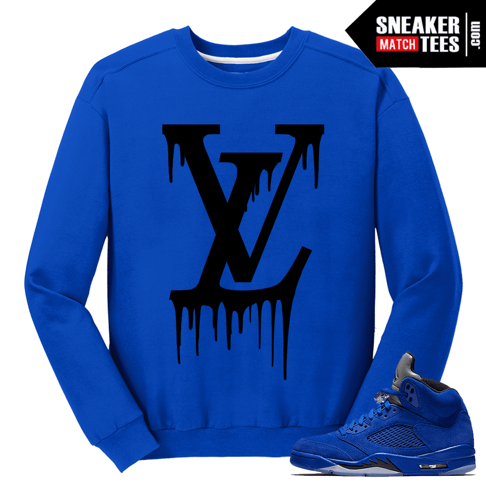 Lv-Drip-Blue-Suede-5S-Crewneck-Sweatshirt-Royal-Blue-Crewneck-Sweatshirt Lv Drip Blue Suede 5S Crewneck Sweatshirt Royal Blue Crewneck Sweatshirt