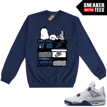 Midnight Navy 4S Crewneck Sweatshirts Sneaker Match Navy Sneakerhead Snoopy