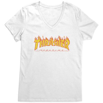 Thrasher Flame Logo Womens V-Neck Shirt
