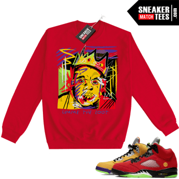What The 5S Sweatshirt Crewneck Red Biggie Basquiat