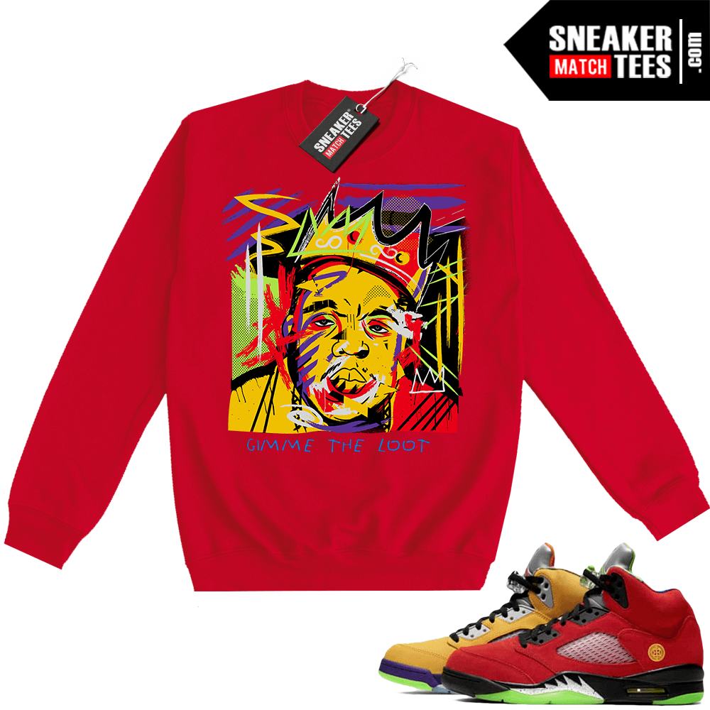 What-The-5S-Sweatshirt-Crewneck-Red-Biggie-Basquiat What The 5S Sweatshirt Crewneck Red Biggie Basquiat