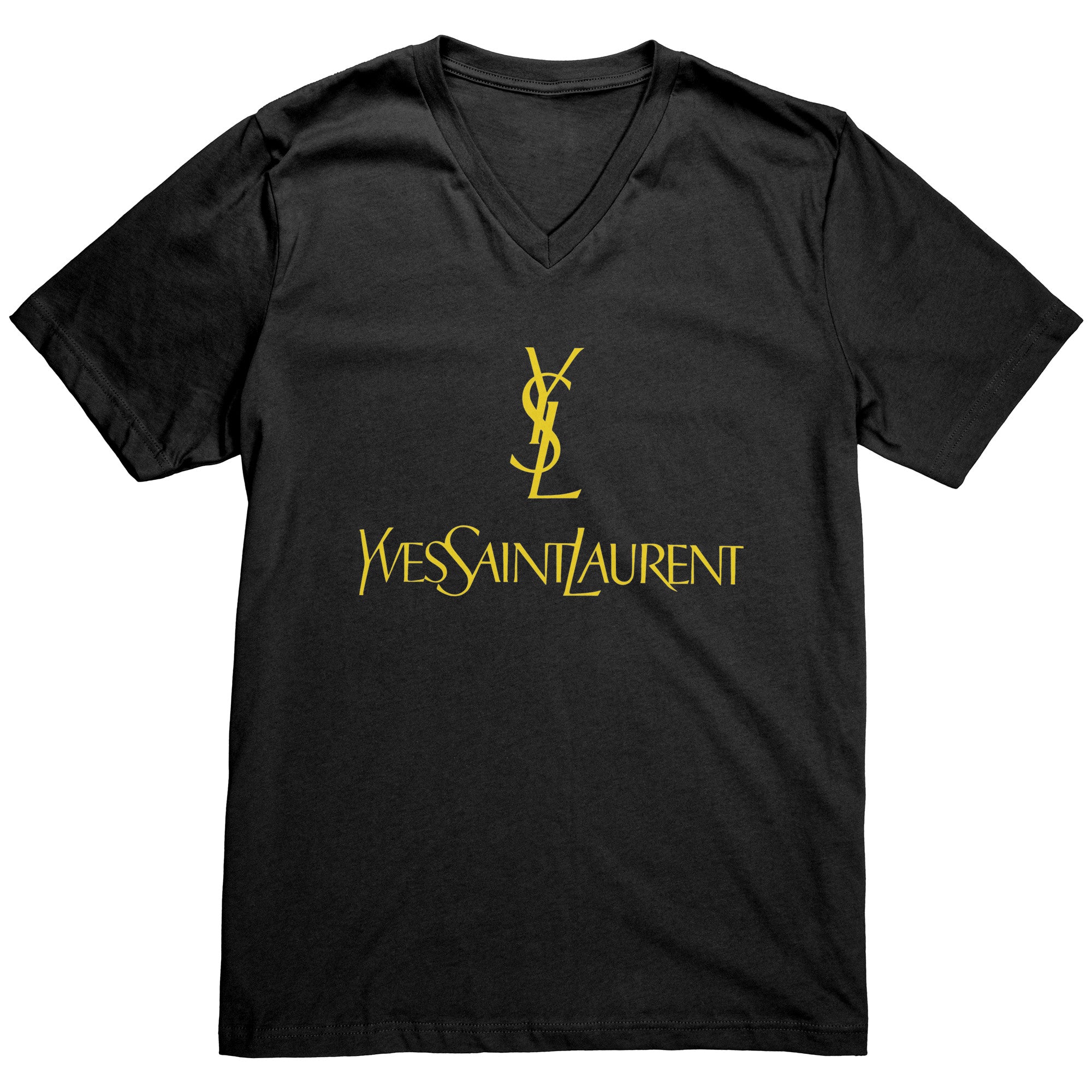 YSL-Yves-Saint-Laurent-Logo-Mens-V-Neck-Shirt YSL Yves Saint Laurent Logo Mens V-Neck Shirt