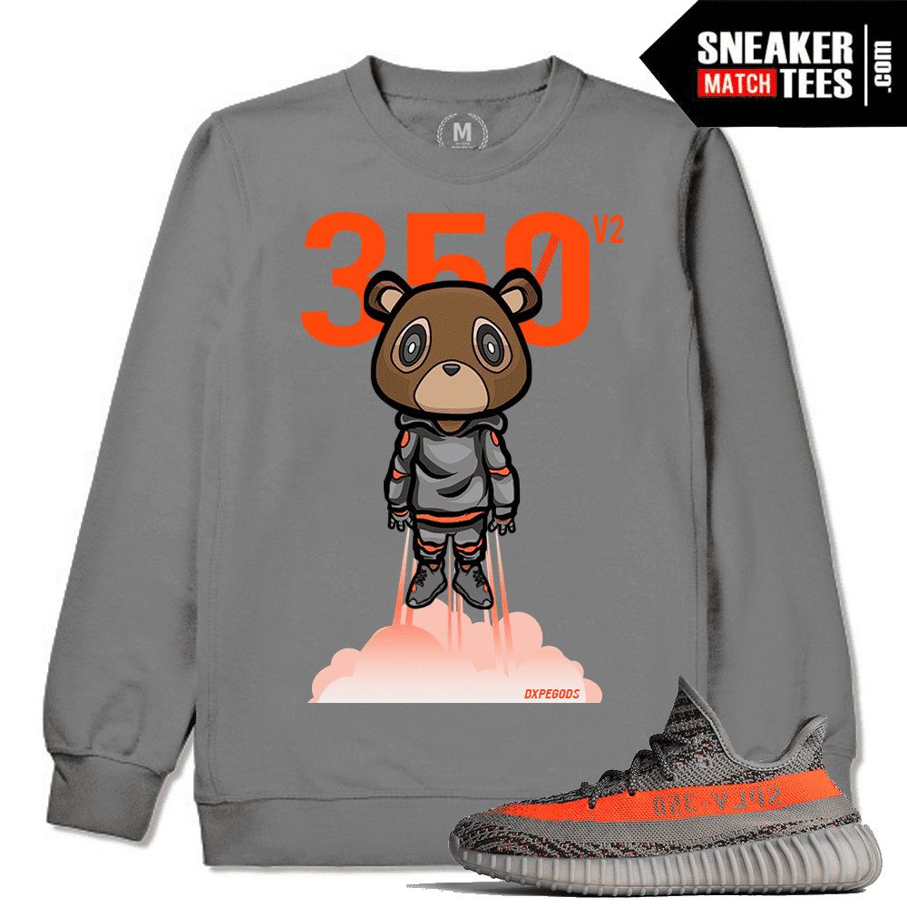 Yeezy-Boost-350-V2-Beluga-Match-Bear-350-Boost-Grey-Crewneck-Sweatshirt Yeezy Boost 350 V2 Beluga Match Bear 350 Boost Grey Crewneck Sweatshirt