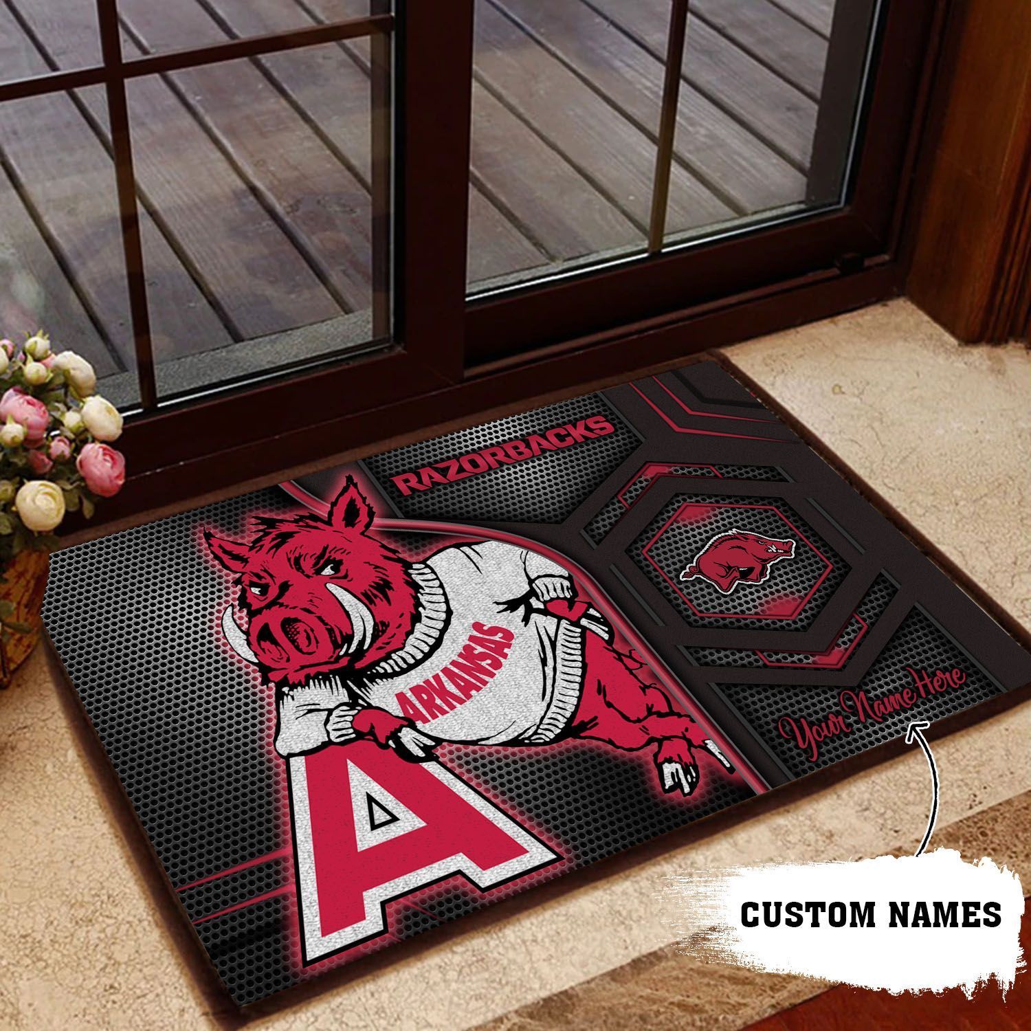 Arkansas-Razorbacks-3D-Doormats-NCAA-Custom-Name-Doormat-DM1106 Arkansas Razorbacks 3D Doormats NCAA Custom Name Doormat DM1106