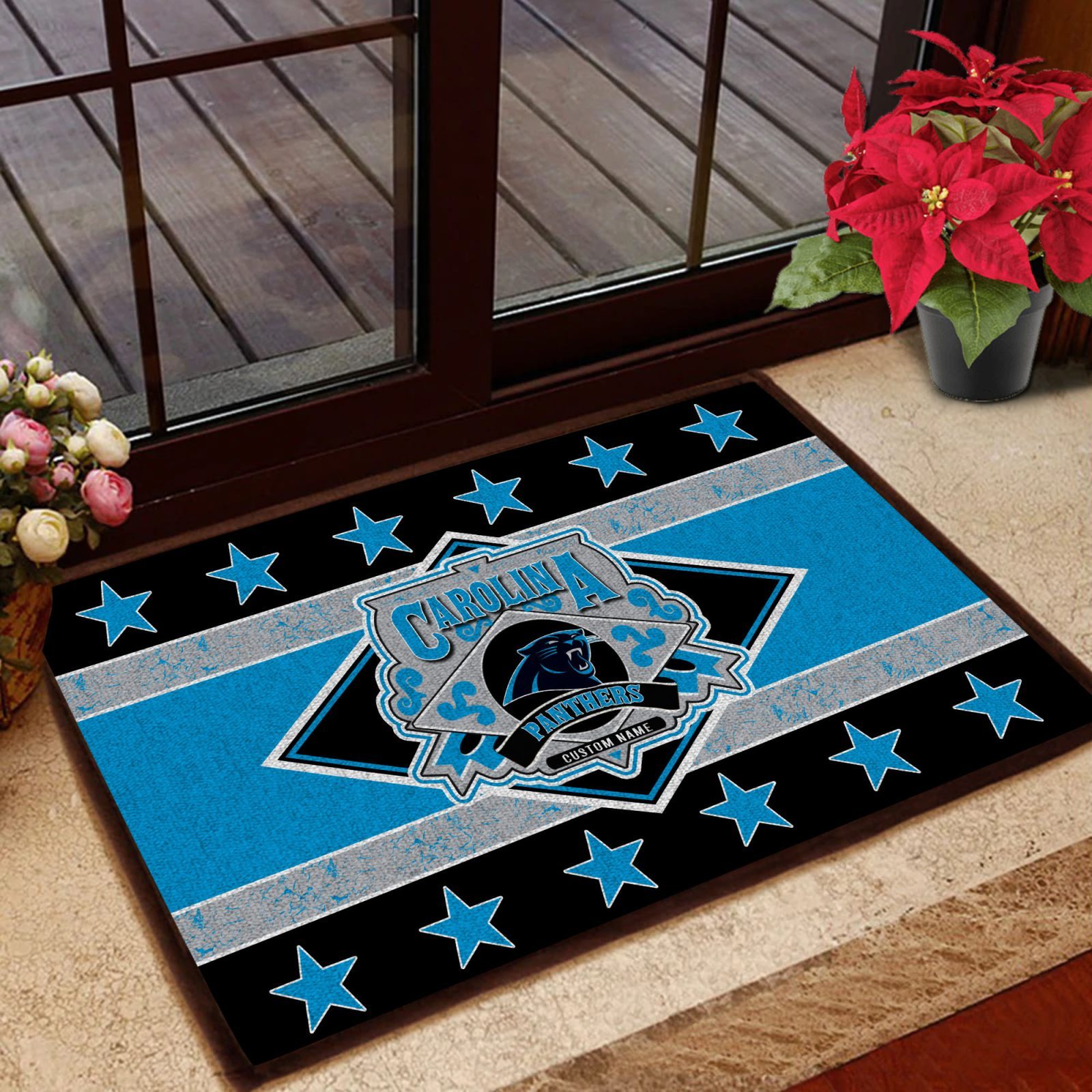 Carolina-Panthers-NFL-Vintage-Design-Classic-Custom-Name-Entrance-Doormat-DM1324 Carolina Panthers NFL Vintage Design Classic Custom Name Entrance Doormat DM1324