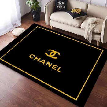Chanel Black Luxury Area Rug For Living Room Bedroom Carpet Floor Decor Mat RR3064