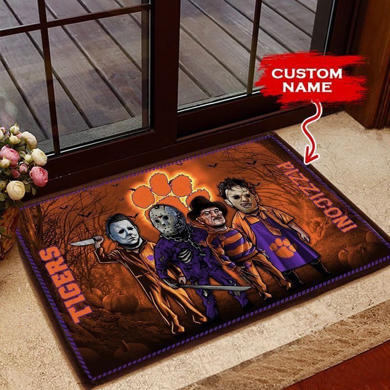 Clemson-Tigers-3D-Doormats-Halloween-NCAA-Custom-Name-DM1024 Clemson Tigers 3D Doormats Halloween NCAA Custom Name DM1024
