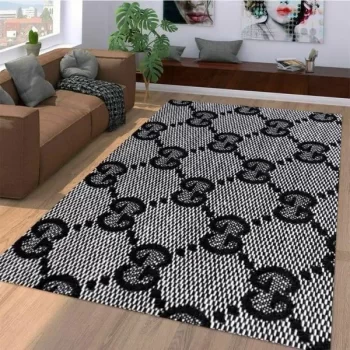 Gucci Grey Luxury Area Rug For Living Room Bedroom Carpet Floor Decor Mat RR3018