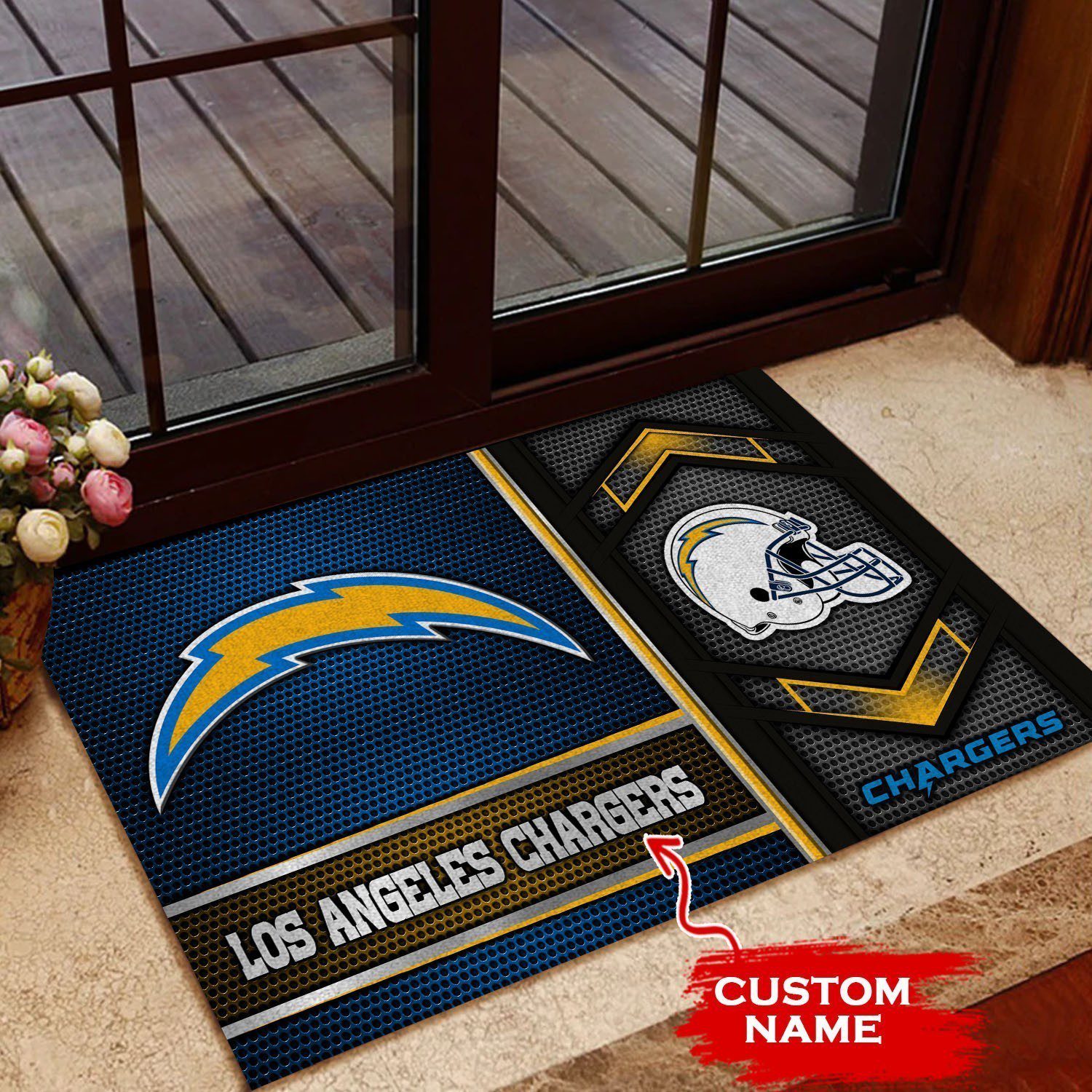 Los-Angeles-Chargers-Custom-Name-Doormat-Welcome-Mat-Outdoor-DM1374 Los Angeles Chargers Custom Name Doormat Welcome Mat Outdoor DM1374