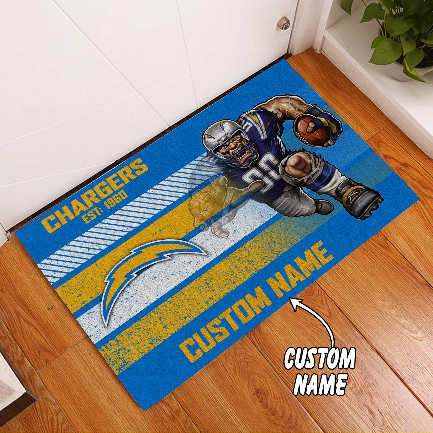 Los-Angeles-Chargers-Custom-Name-Funny-Luxury-Front-Entrance-Doormat-Welcome-Mat-DM1943 Los Angeles Chargers Custom Name Funny Luxury Front Entrance Doormat Welcome Mat DM2001